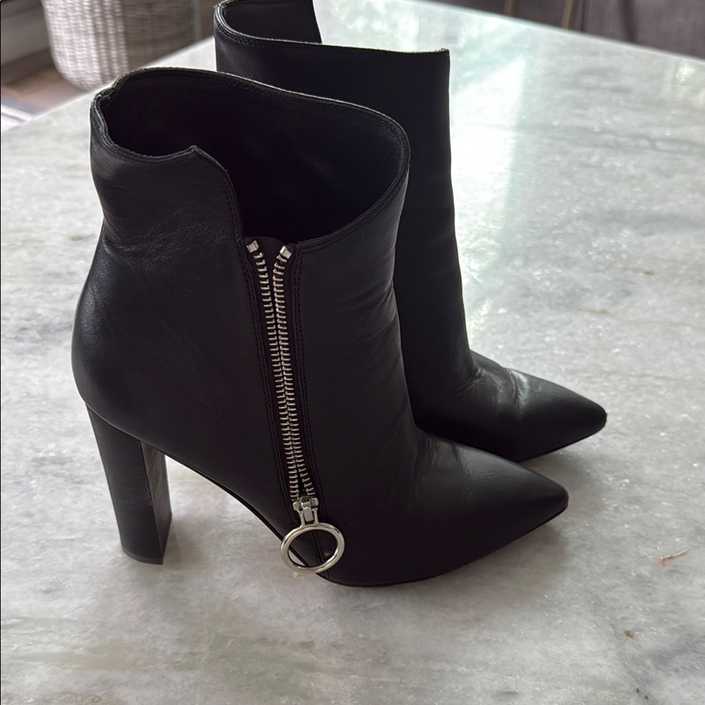 Paige Black Leather Ankle Boots